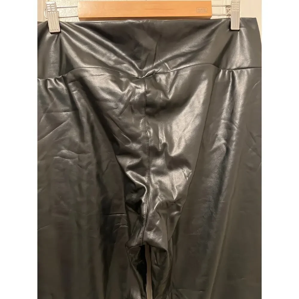 Women’s Plus Black High-Waisted Pull-On Faux Leather Pants NWT Size 4XL